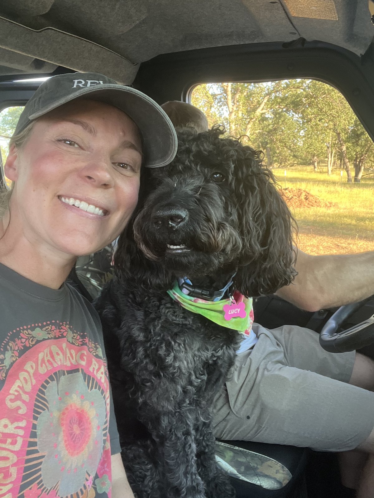 Lauren with her dog Lucy on the homestead